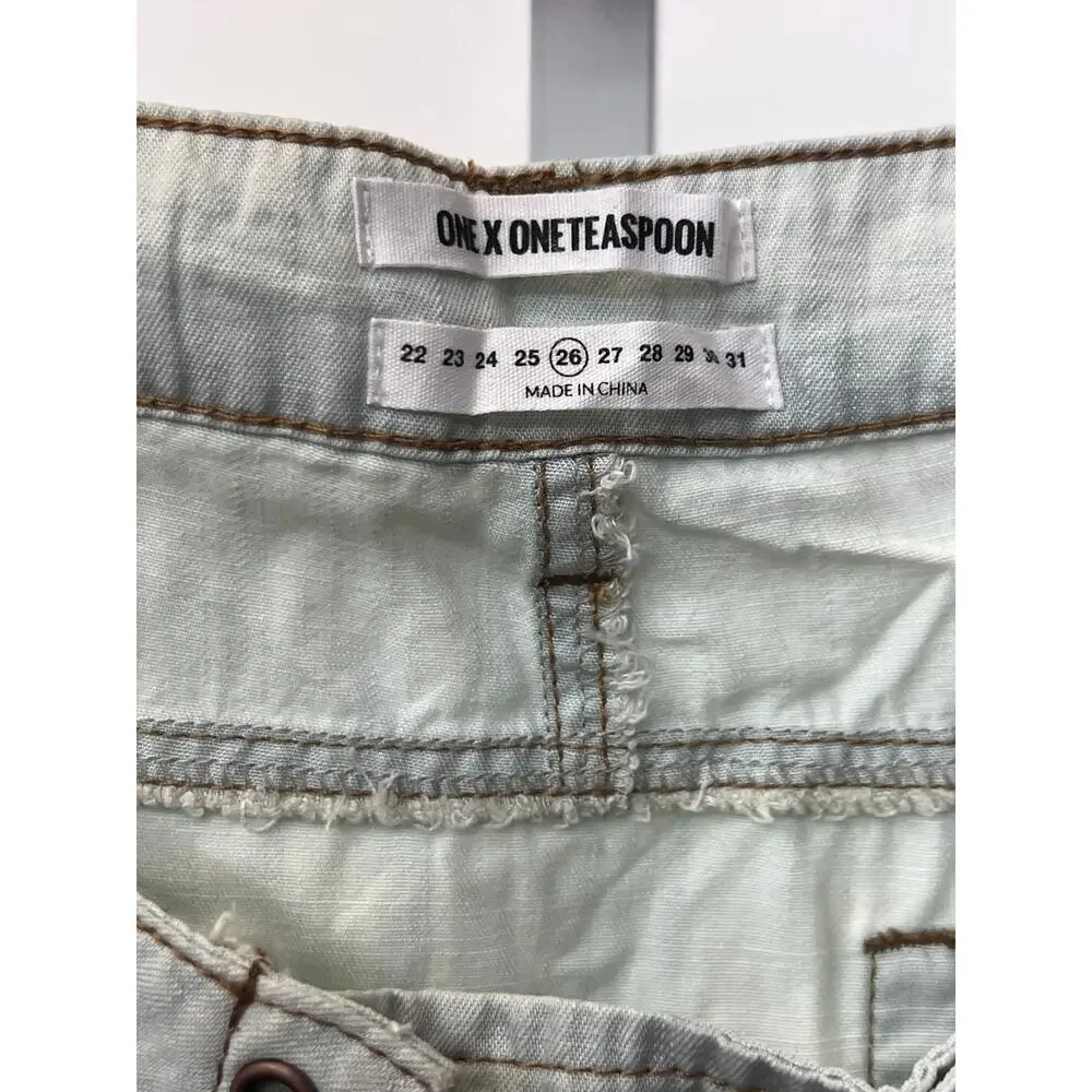 NEW One Teaspoon 26 Light Wash Harem Drop Crotch Relaxed Denim Streetwear Jeans